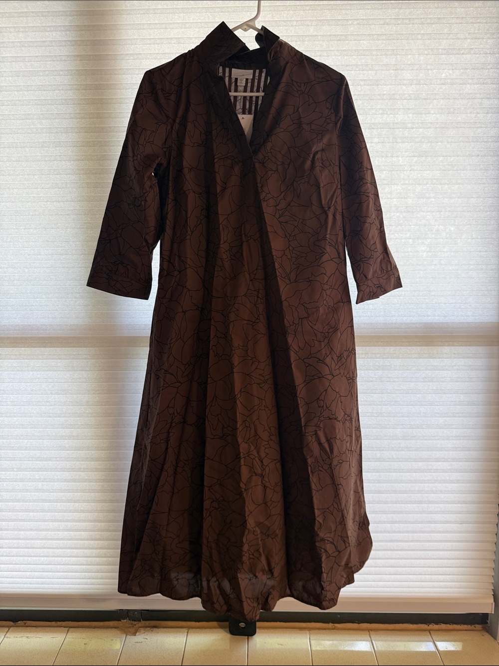 J. Jill Brown Maxi Dress with Black Floral Outline